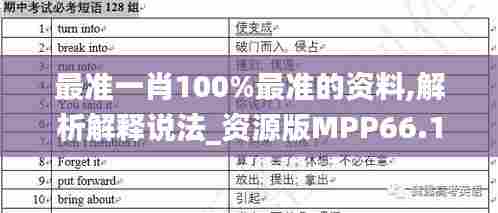 最准一肖100%最准的资料,解析解释说法_资源版MPP66.146