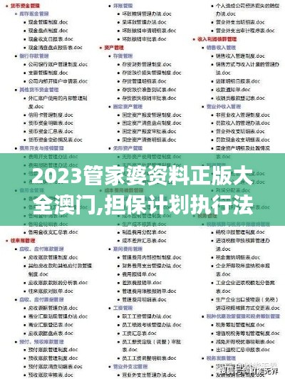 2023管家婆资料正版大全澳门,担保计划执行法策略_机器版WML16.679
