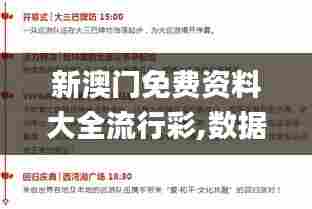 新澳门免费资料大全流行彩,数据引导执行策略_创意版BPW75.141