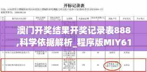 澳门开奖结果开奖记录表888,科学依据解析_程序版MIY61.741