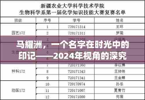 马耀洲,时光印记下的名字探究——以2024年视角审视
