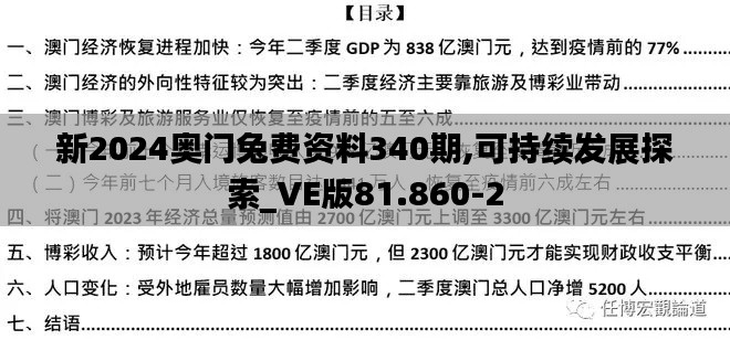 新2024奥门兔费资料340期,可持续发展探索_VE版81.860-2