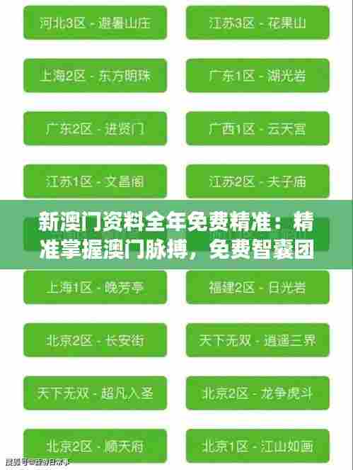 新澳门资料全年免费精准：精准掌握澳门脉搏，免费智囊团