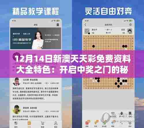 12月14日新澳天天彩免费资料大全特色:开启中奖之门的秘钥