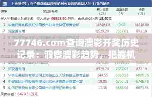 77746.cσm查询澳彩开奖历史记录:洞察澳彩趋势,把握机会的关键所在