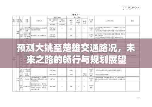 大姚至楚雄交通路况预测，未来道路畅行规划与展望