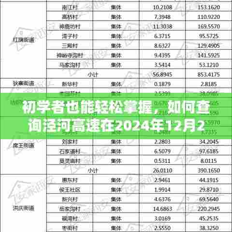 初学者指南,如何查询泾河高速2024年12月22日实时路况