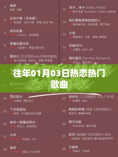 精选热恋流行歌曲回顾，历年一月三日上榜金曲