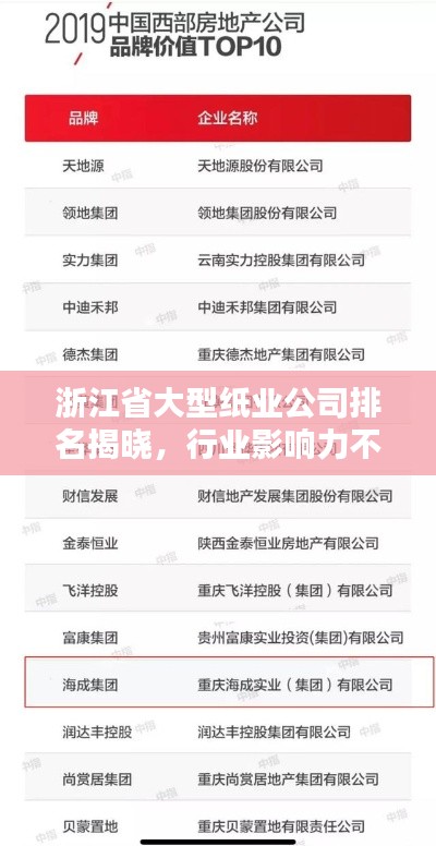 浙江省大型纸业公司排名揭晓，行业影响力不容小觑
