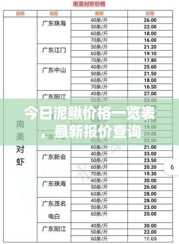 今日泥鳅价格一览表,最新报价查询