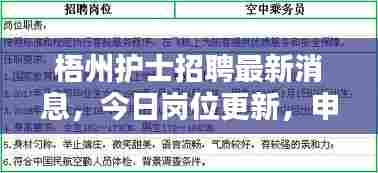 梧州护士招聘最新消息，今日岗位更新，申请机会不容错过！